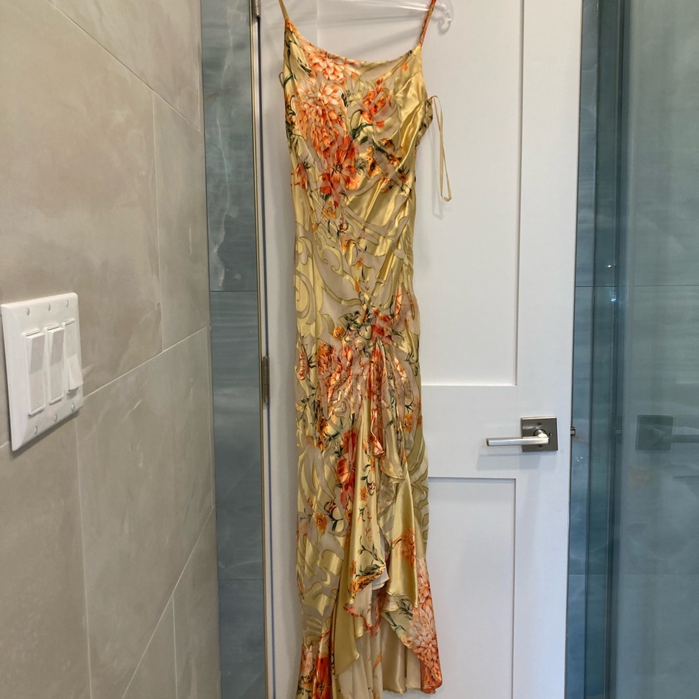 Yellow Floral silky dress by Basix II
